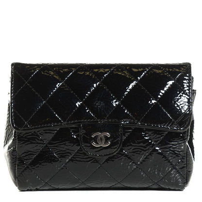 Chanel Distressed Patent Quilted Flap Cosmetic Case Black 1 of 7