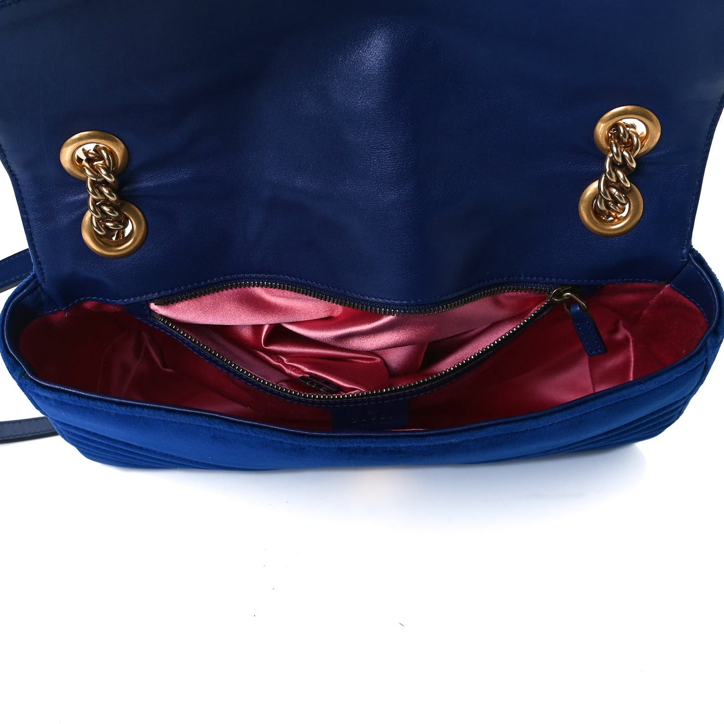 Velvet Matelasse Medium GG Marmont Shoulder Bag Cobalt Blue