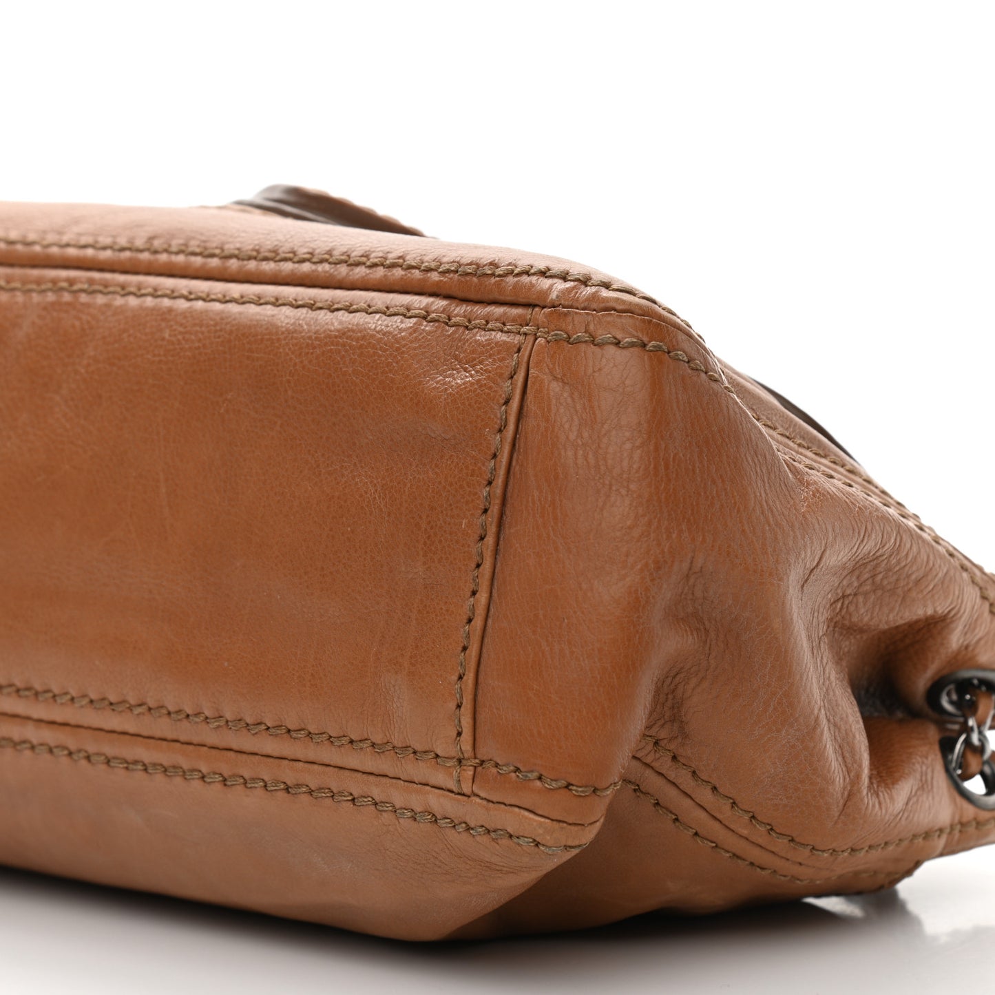Vitello Phenix Flap Chain Bag Brown