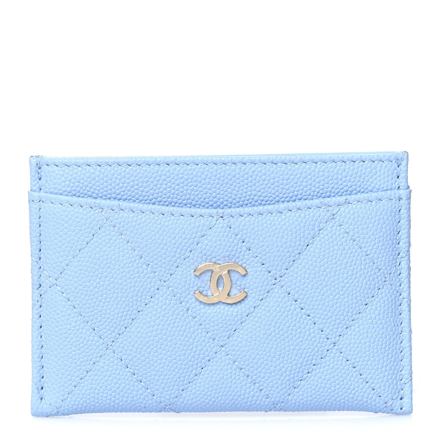 Chanel Caviar Quilted Card Holder Light Blue 1 of 9