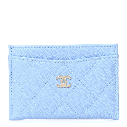 Chanel Caviar Quilted Card Holder Light Blue 1 of 9