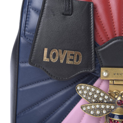 Gucci Calfskin Bamboo Trapuntata Queen Margaret Backpack Blue Agata Hibiscus Red Mystic White Sugar Pink 11 of 11