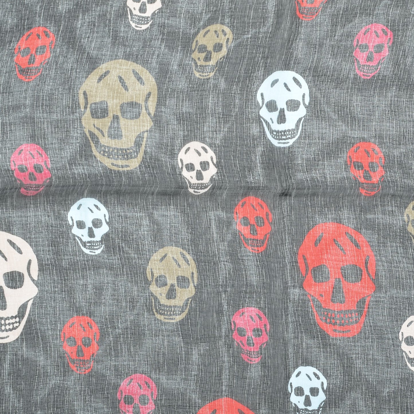 Silk Chiffon Skull Scarf Black Red