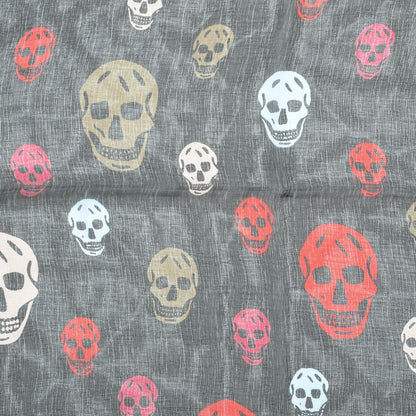 Alexander McQueen Silk Chiffon Skull Scarf Black Red 3 of 4