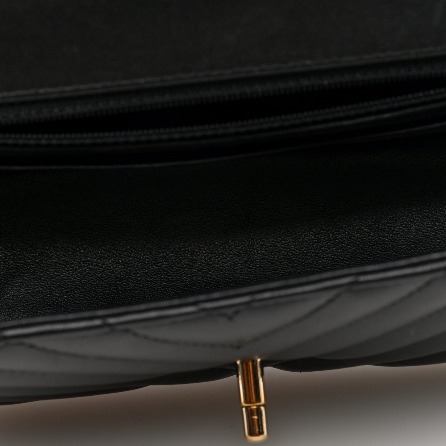Lambskin Chevron Quilted Mini Rectangular Flap Black