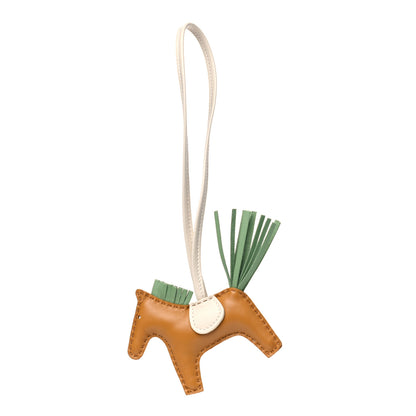Hermes Milo Lambskin Grigri Rodeo Horse Bag Charm PM Sesame Vert Criquet Craie 1 of 3