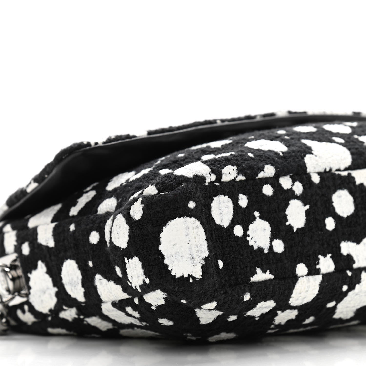 Chanel Tweed Paint Splatter Print Flap Black White 9 of 10