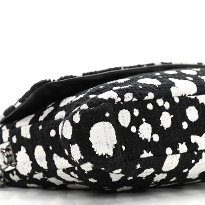 Chanel Tweed Paint Splatter Print Flap Black White 9 of 10