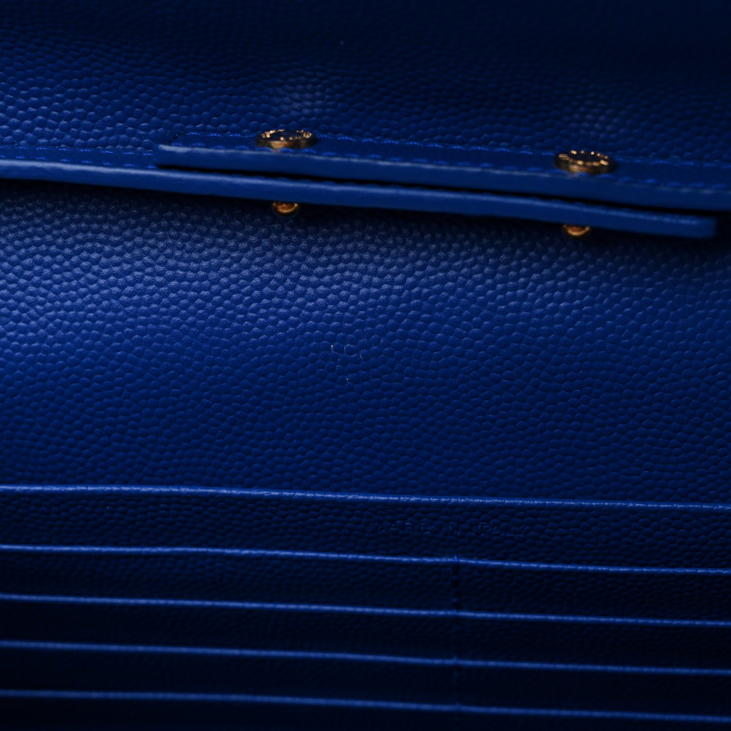 Grain De Poudre Matelasse Chevron Monogram Chain Wallet Blue Majorelle