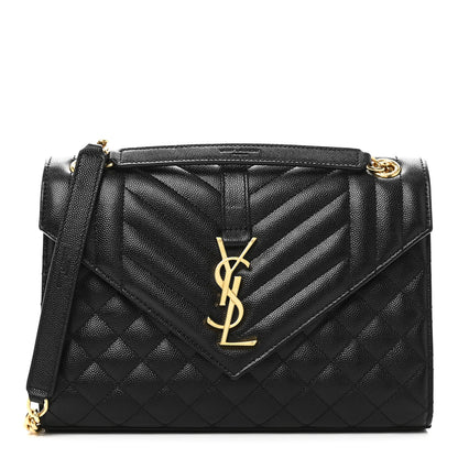 Saint Laurent Grain De Poudre Textured Mixed Matelasse Triquilt Medium Monogram Satchel Black 1 of 10