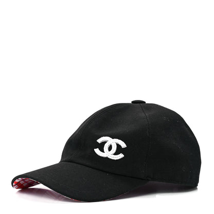 Chanel Cotton Beaded CC Cap Hat Black 1 of 7