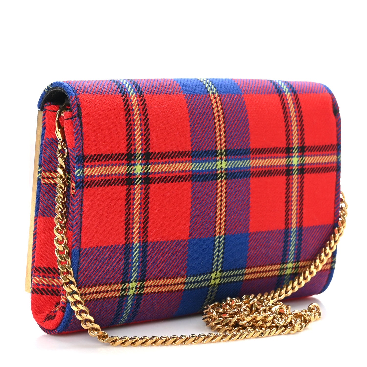 Versace Calfskin Tartan Medusa Clutch On Chain Red 3 of 8