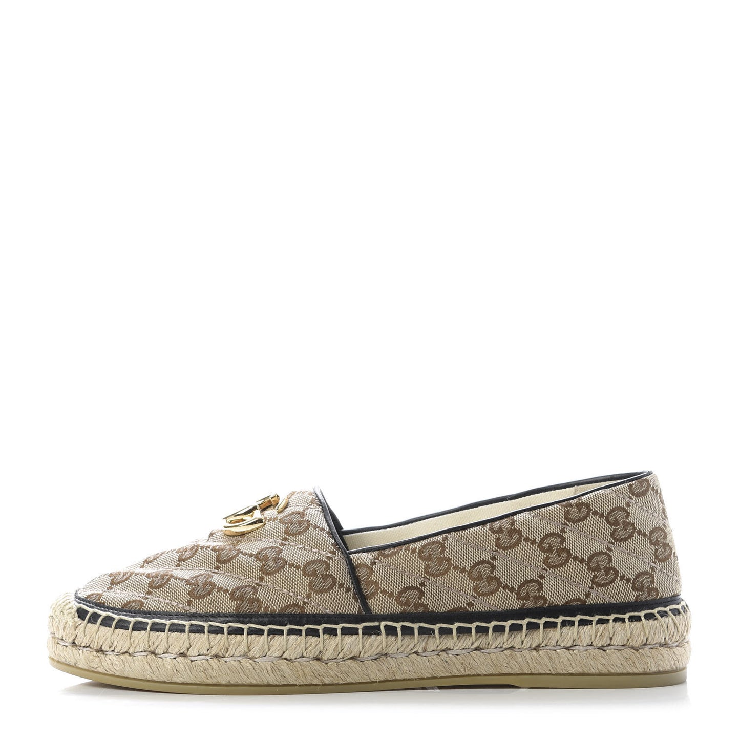 Monogram Matelasse Diagonal GG Marmont Espadrilles 39 Beige Ebony Black