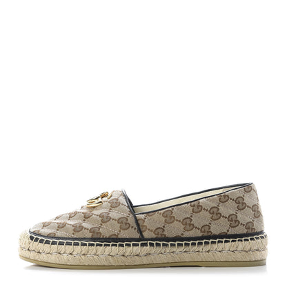 Gucci Monogram Matelasse Diagonal GG Marmont Espadrilles 39 Beige Ebony Black 1 of 10