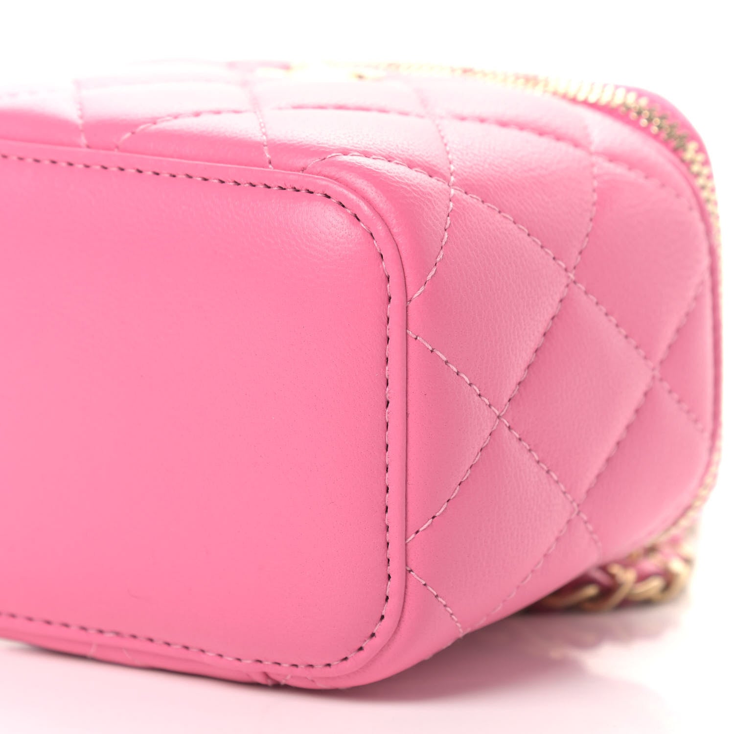 Chanel Lambskin Quilted Pearl Crush Mini Vanity Case With Chain Pink 9 of 10