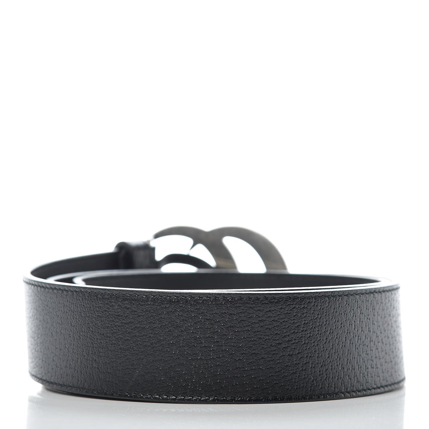 Textured Dollar Calfskin Nickel Double G 40mm Belt 85 34 Black