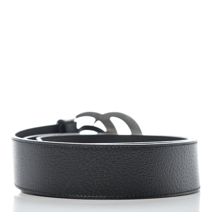 Gucci Textured Dollar Calfskin Nickel Double G 40mm Belt 85 34 Black 3 of 8