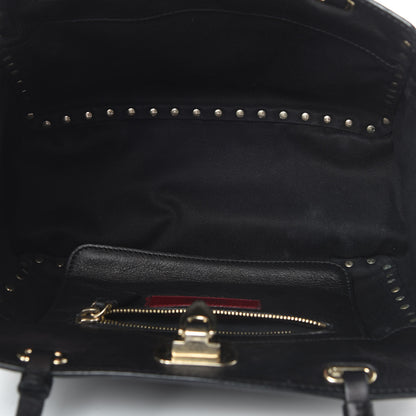 Valentino Garavani Vitello Small Rockstud Tote Black 6 of 16