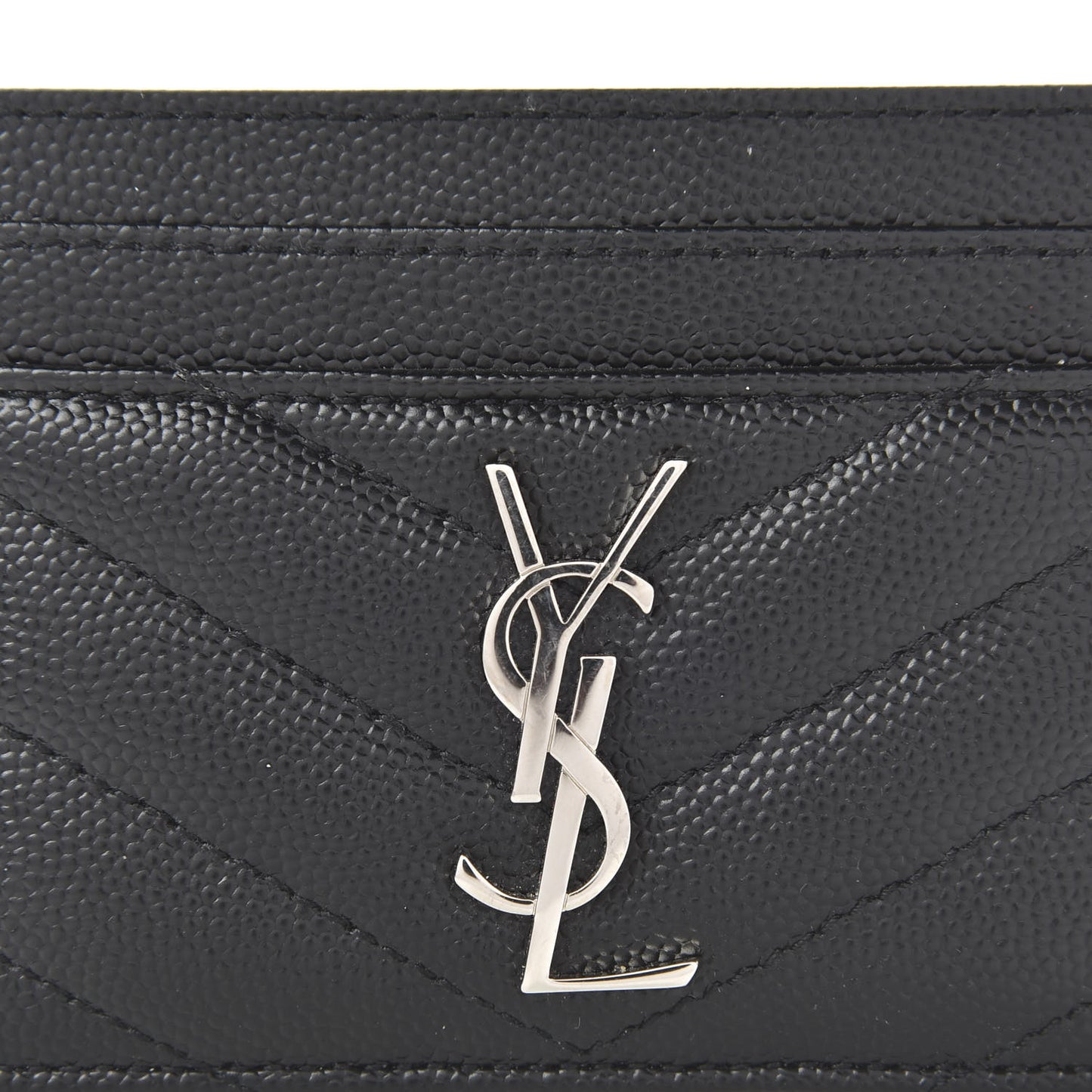 Grain De Poudre Matelasse Chevron Monogram Credit Card Case Black