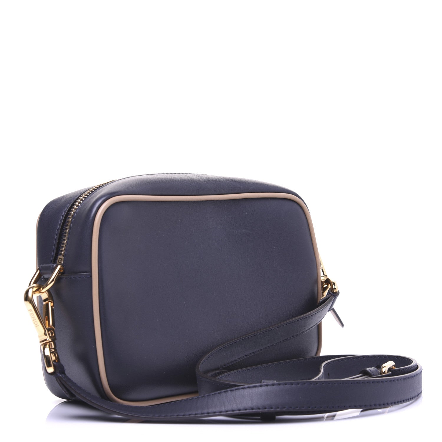 Fendi Vitello Century Matte Stamp Patch Bi-Color Mini Camera Case Blue Notte Amido Pink 3 of 13