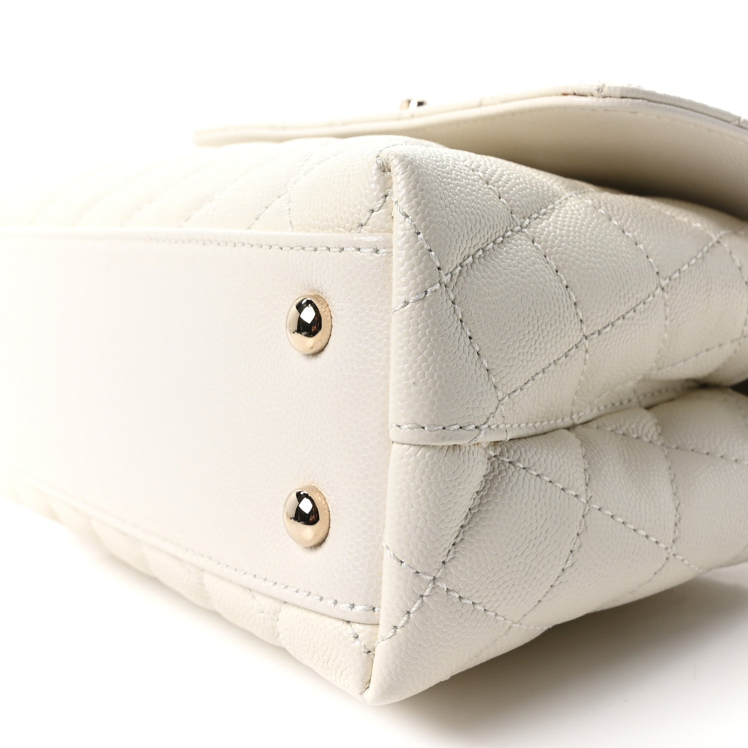 Chanel Caviar Quilted Mini Coco Handle Flap White 10 of 11