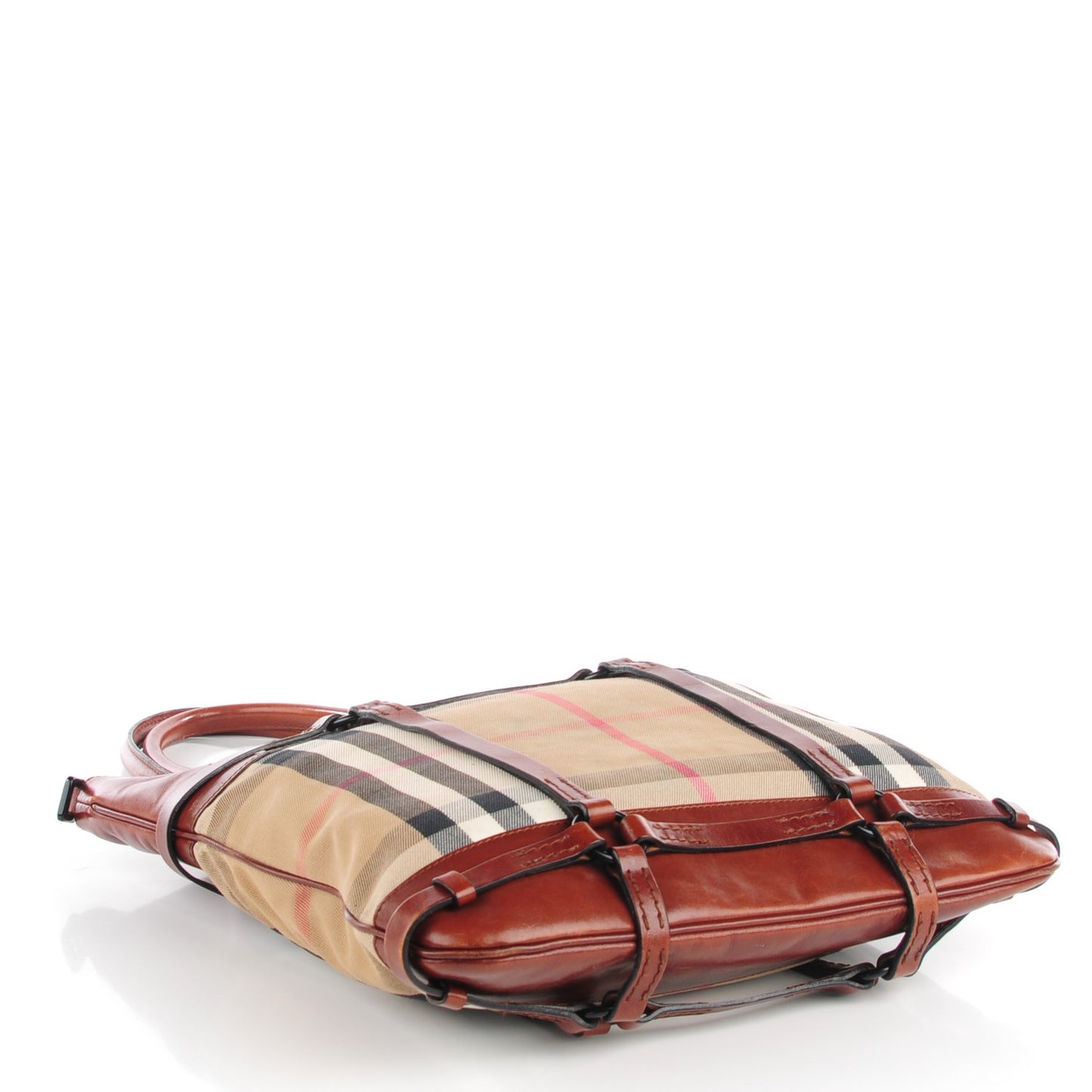 House Check Bridle Calfskin Tote Tan
