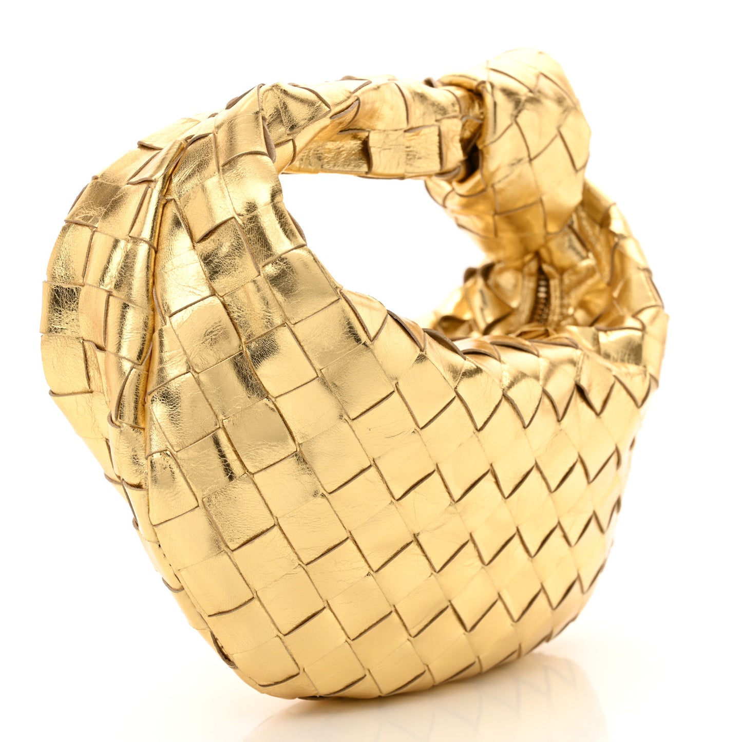 Metallic Nappa Intrecciato Mini Jodie Gold