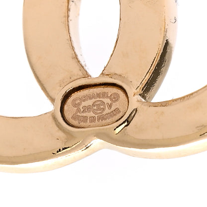 Chanel Crystal Hammered CC Earrings Gold 4 of 5