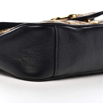Gucci Monogram Matelasse Diagonal Small GG Marmont Shoulder Bag Beige Black 12 of 14