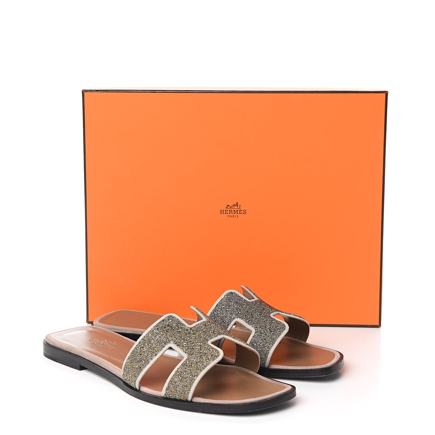 Hermes Suede Goatskin Crystal Powder Oran Sandals 38.5 9 of 9