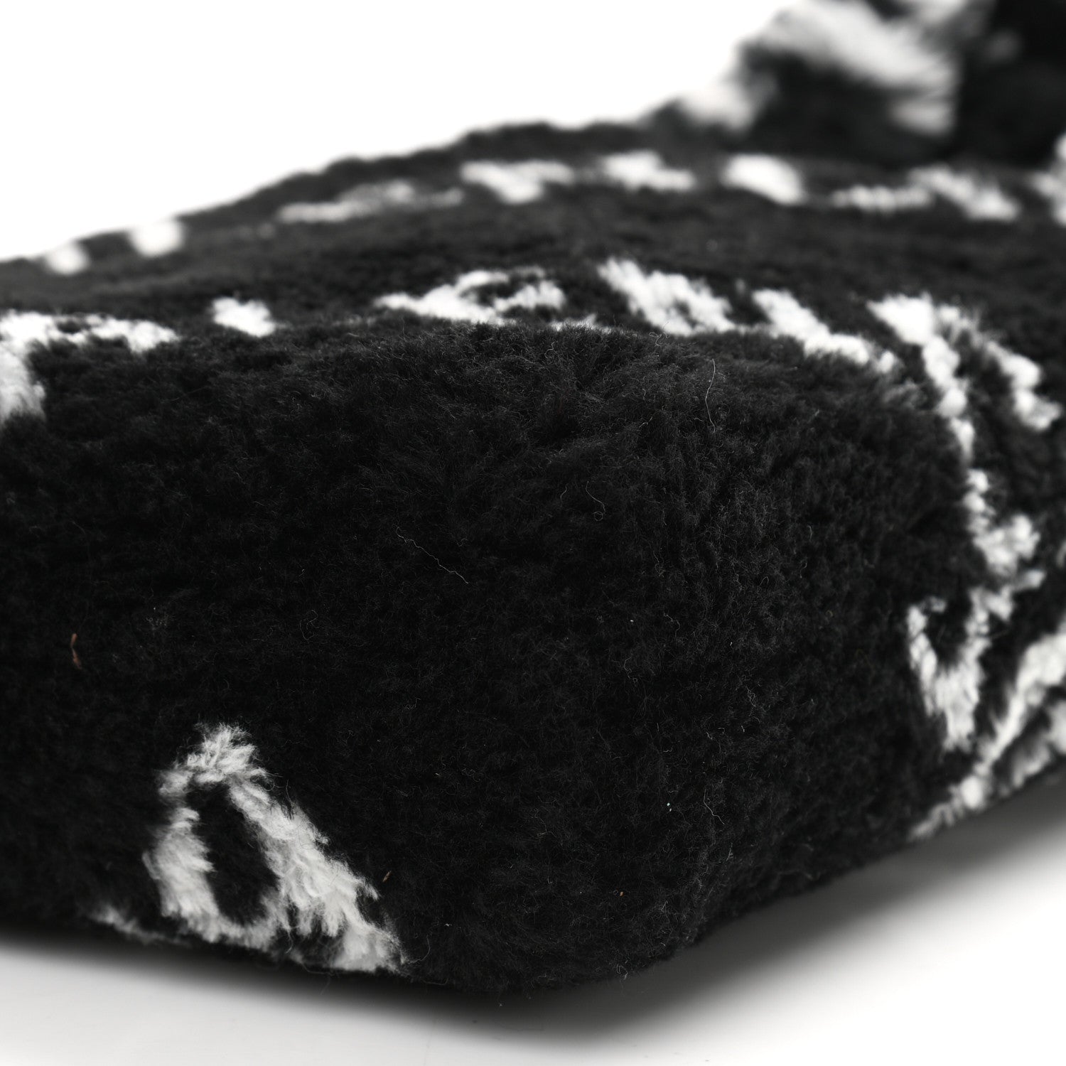 Balenciaga Faux Fur Diagonal Logo Everyday Phone Holder Tote Black White 9 of 9