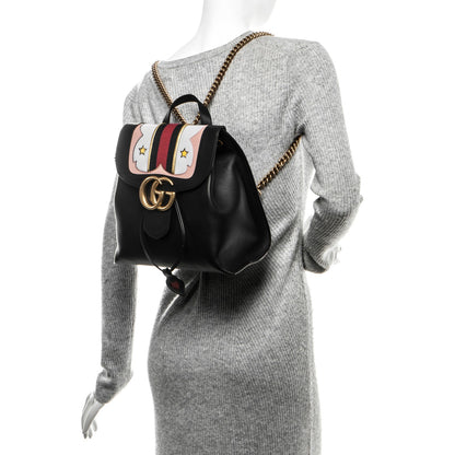 Gucci Calfskin Web GG Marmont Flap Chain Backpack Black 2 of 8