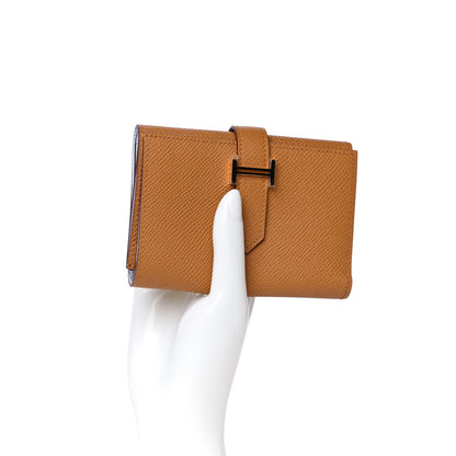 Hermes Epsom Verso Tri-Fold Bearn Compact Wallet Sesame Bleu Brume 2 of 7