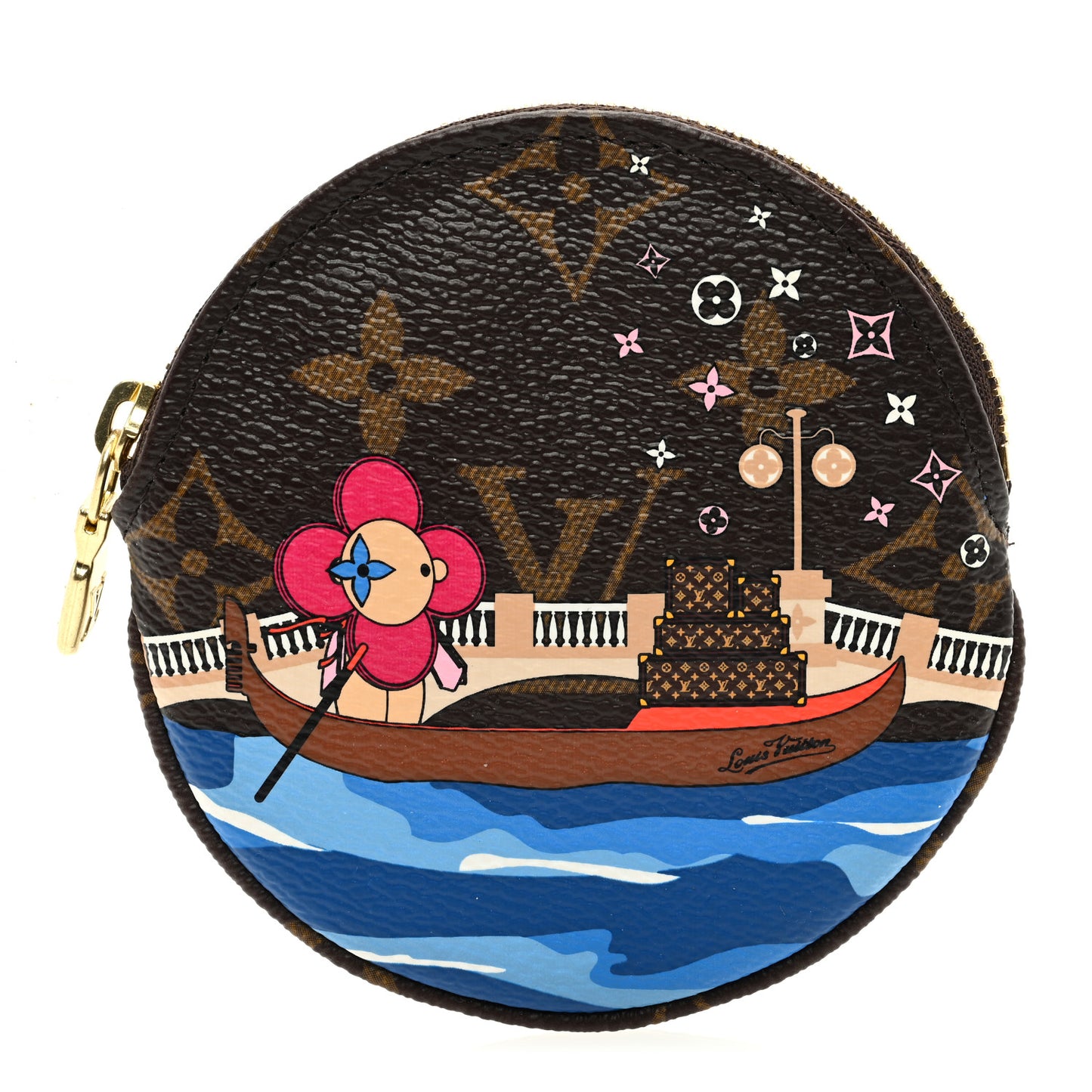 Monogram 2019 Christmas Animation Round Coin Purse Blue