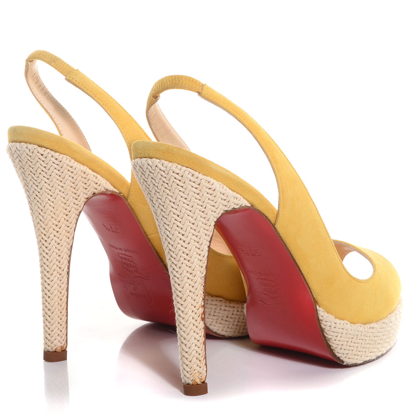 Suede YoYo Zeppa 120 Platform Slingback Peep Toe Pumps 37.5 Yellow