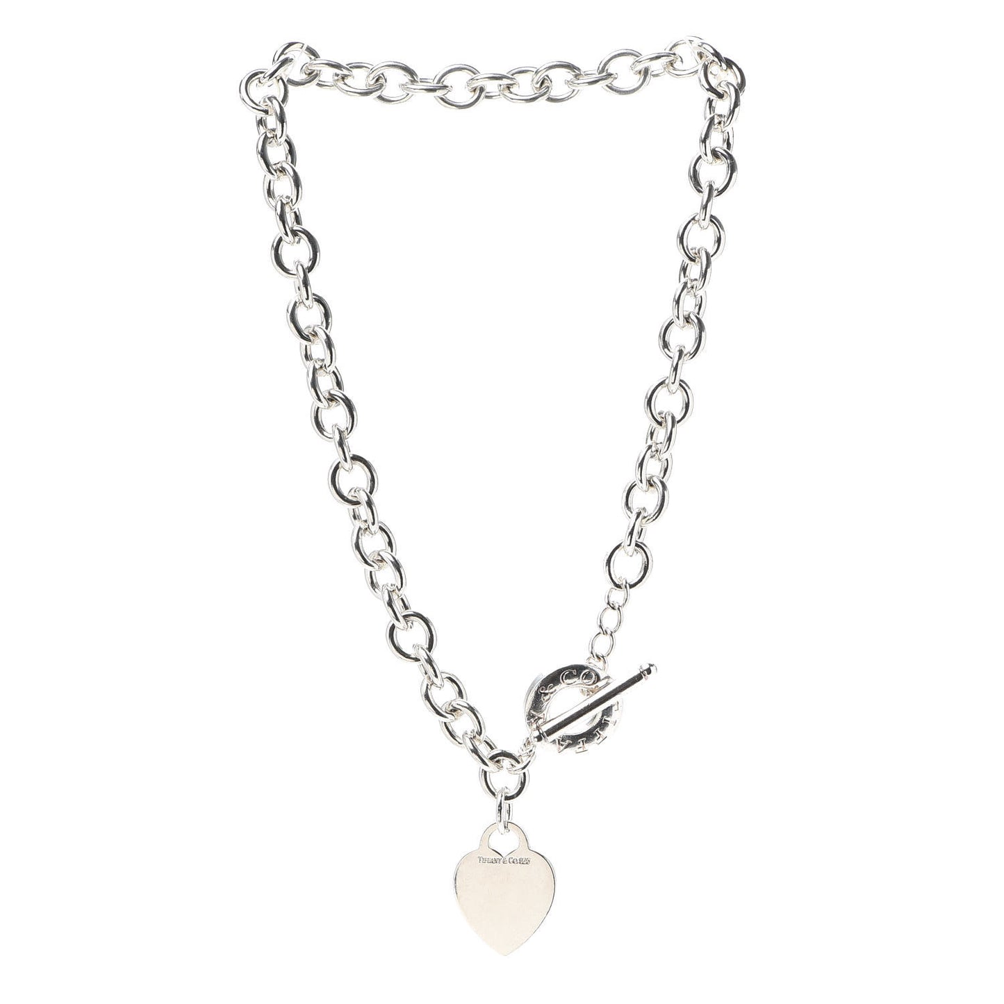 Sterling Silver Heart Tag Toggle Necklace