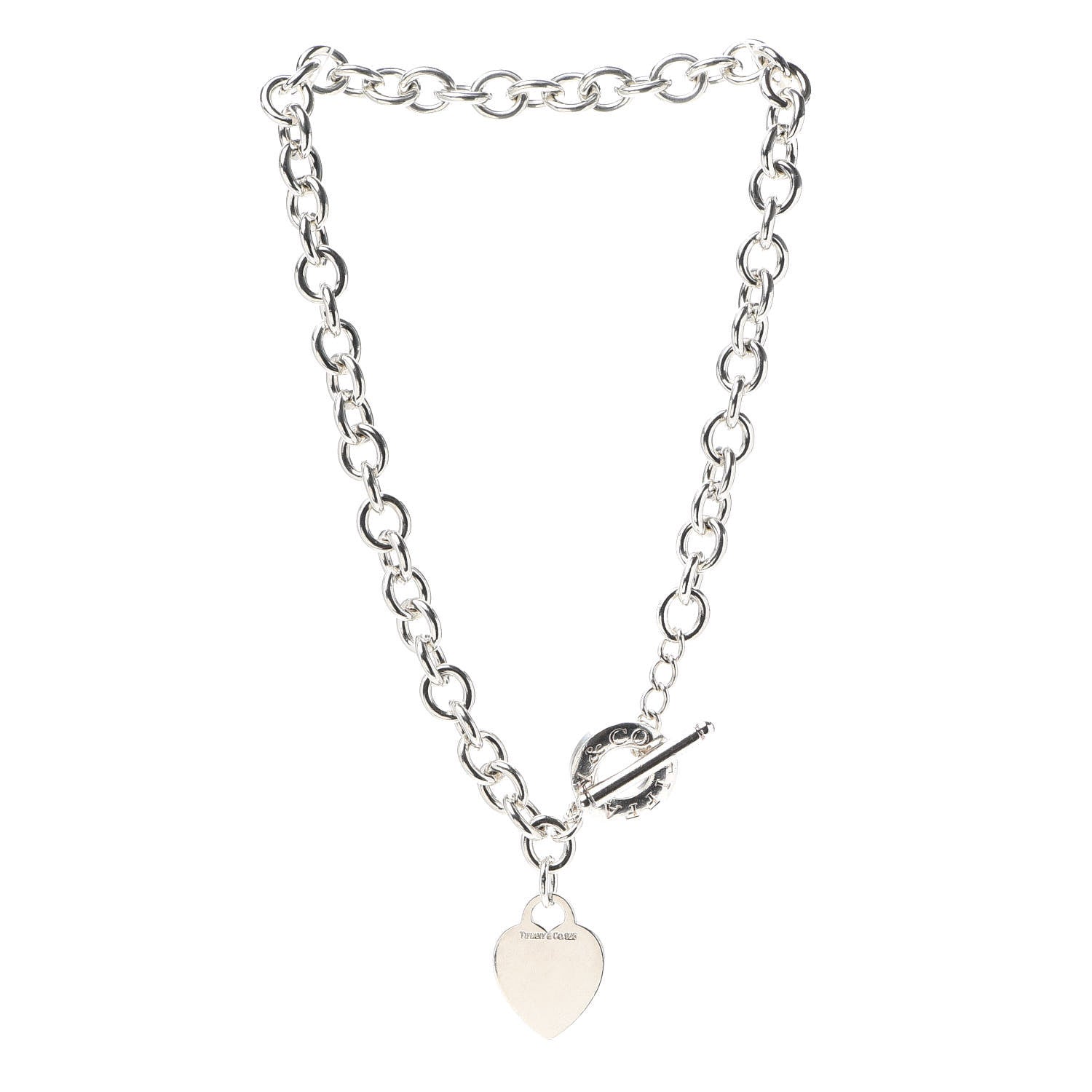 Tiffany Sterling Silver Heart Tag Toggle Necklace 3 of 5