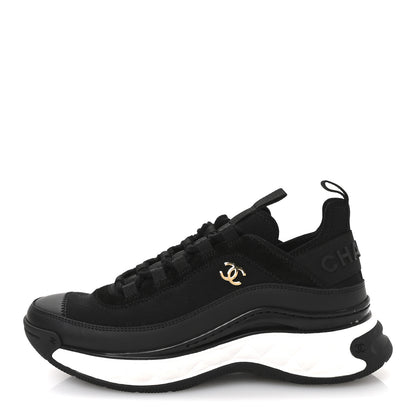 Chanel Velvet Calfskin Mixed Fibers CC Sneakers 38 Black 1 of 8