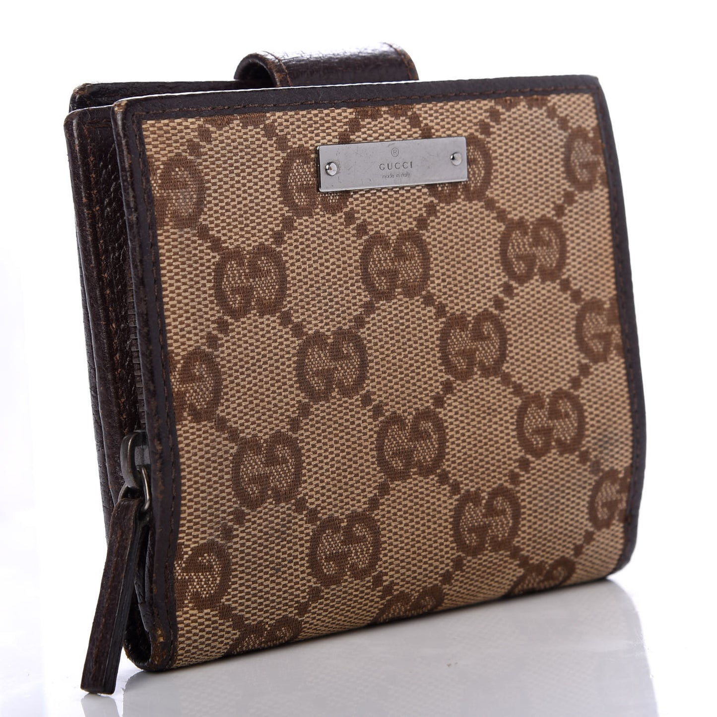 Monogram Zip Around French Flap Wallet Brown