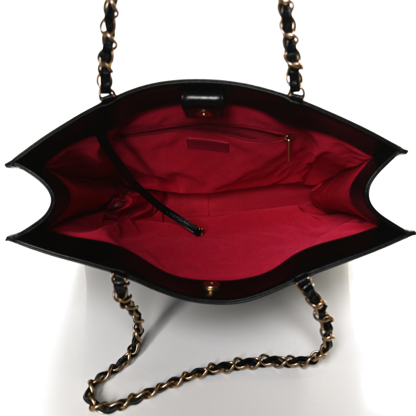 Shiny Aged Calfskin Shopping Bag Black