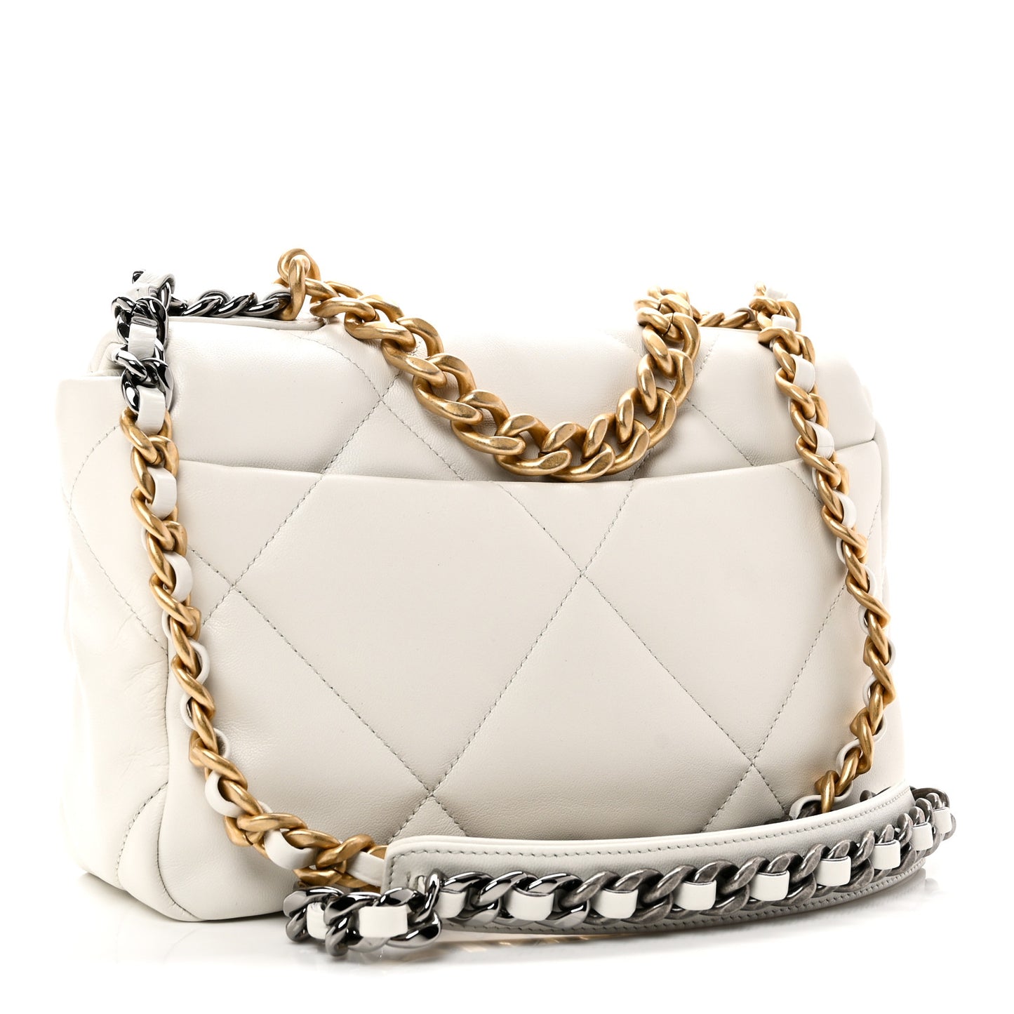 Goatskin Quilted Medium Chanel 19 Flap White