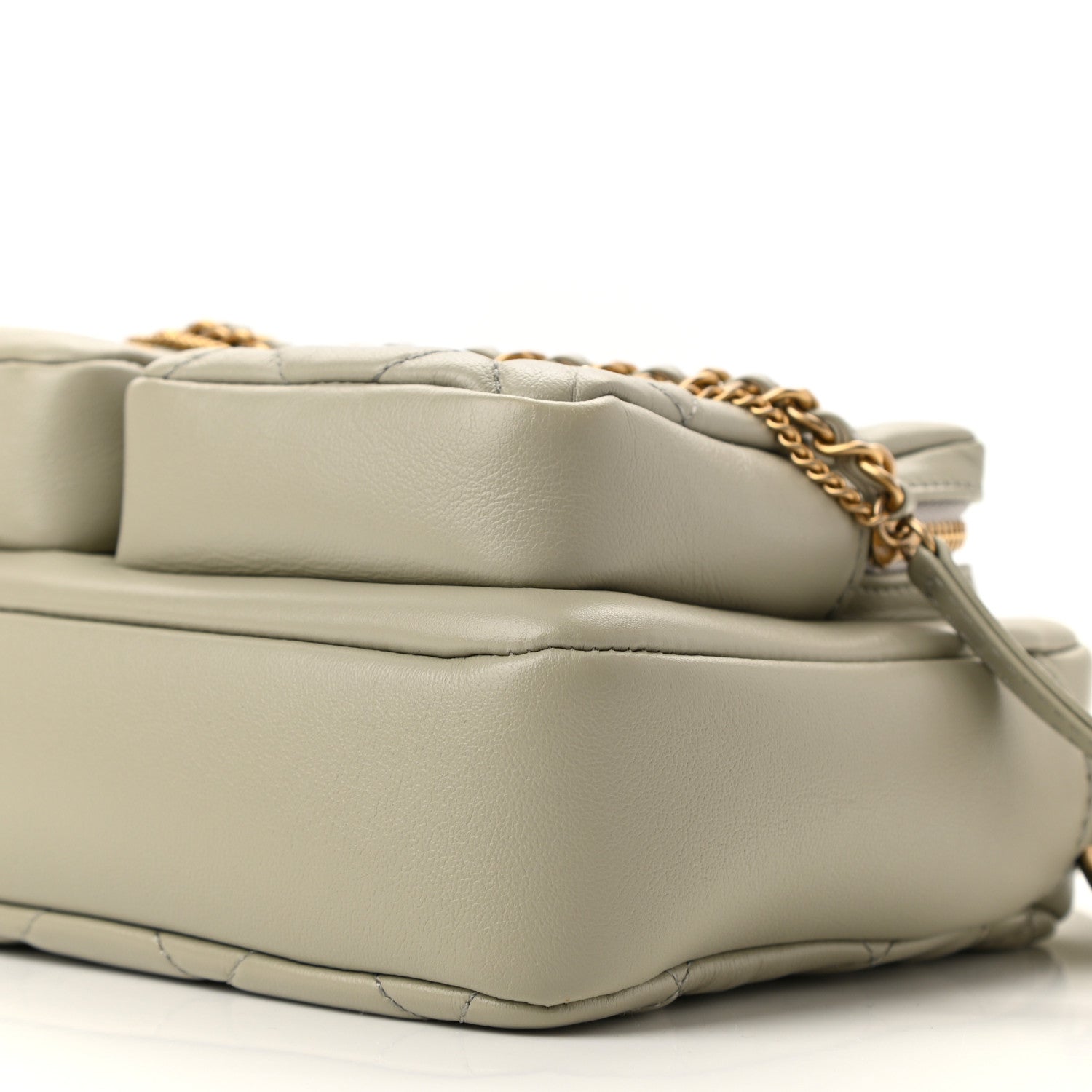 Chanel Calfskin Quilted Small Camera Case Grey 10 of 10