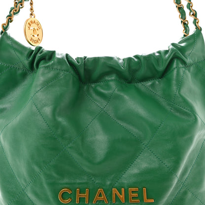 Chanel Shiny Calfskin Quilted Small Chanel 22 Green 9 of 14