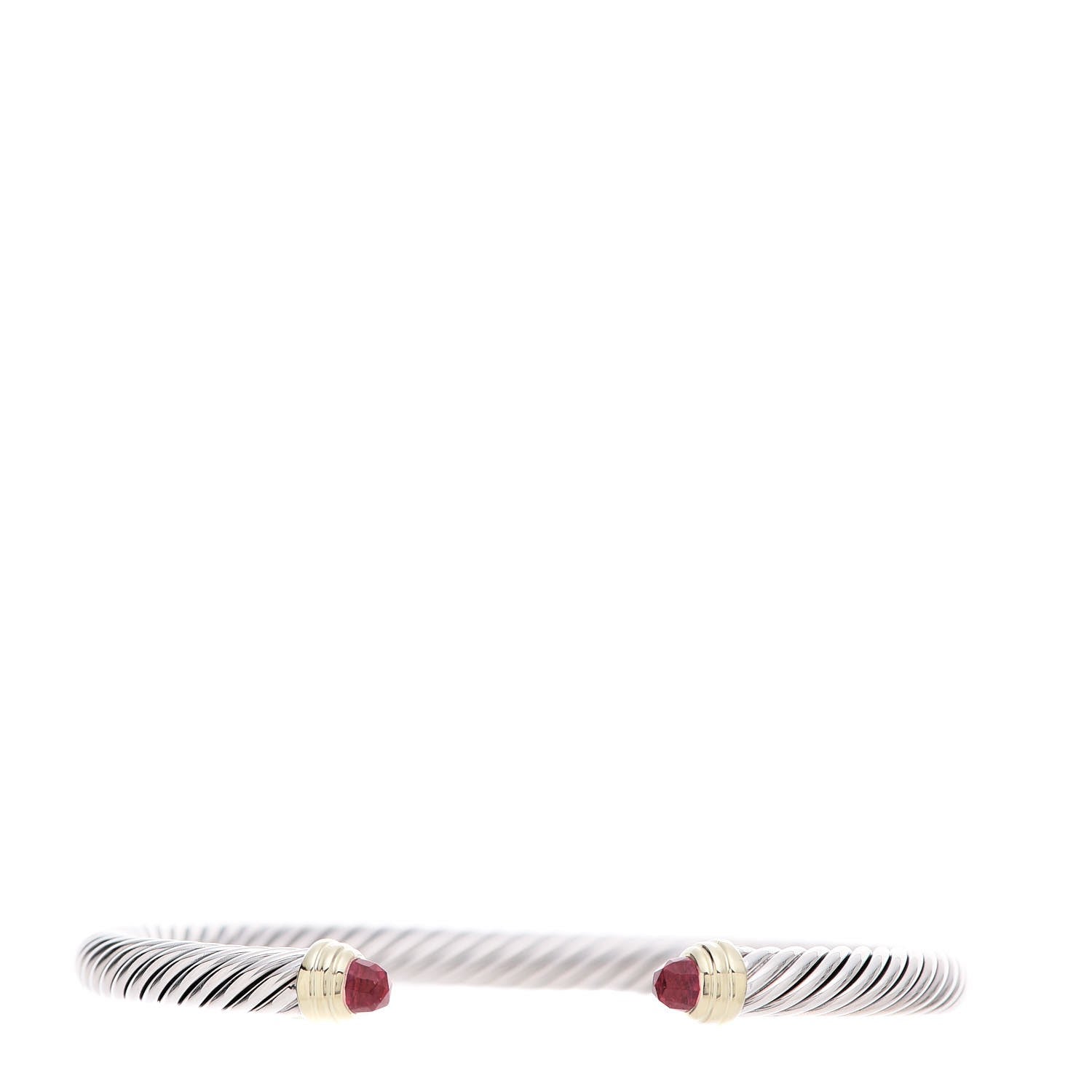 David Yurman Sterling Silver 14K Yellow Gold Pink Tourmaline 5mm Cable Classics Petite Color Bracelet 1 of 6