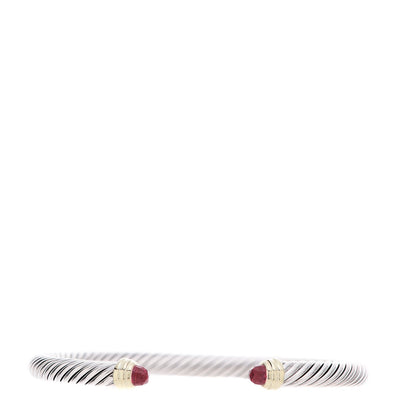 David Yurman Sterling Silver 14K Yellow Gold Pink Tourmaline 5mm Cable Classics Petite Color Bracelet 1 of 6