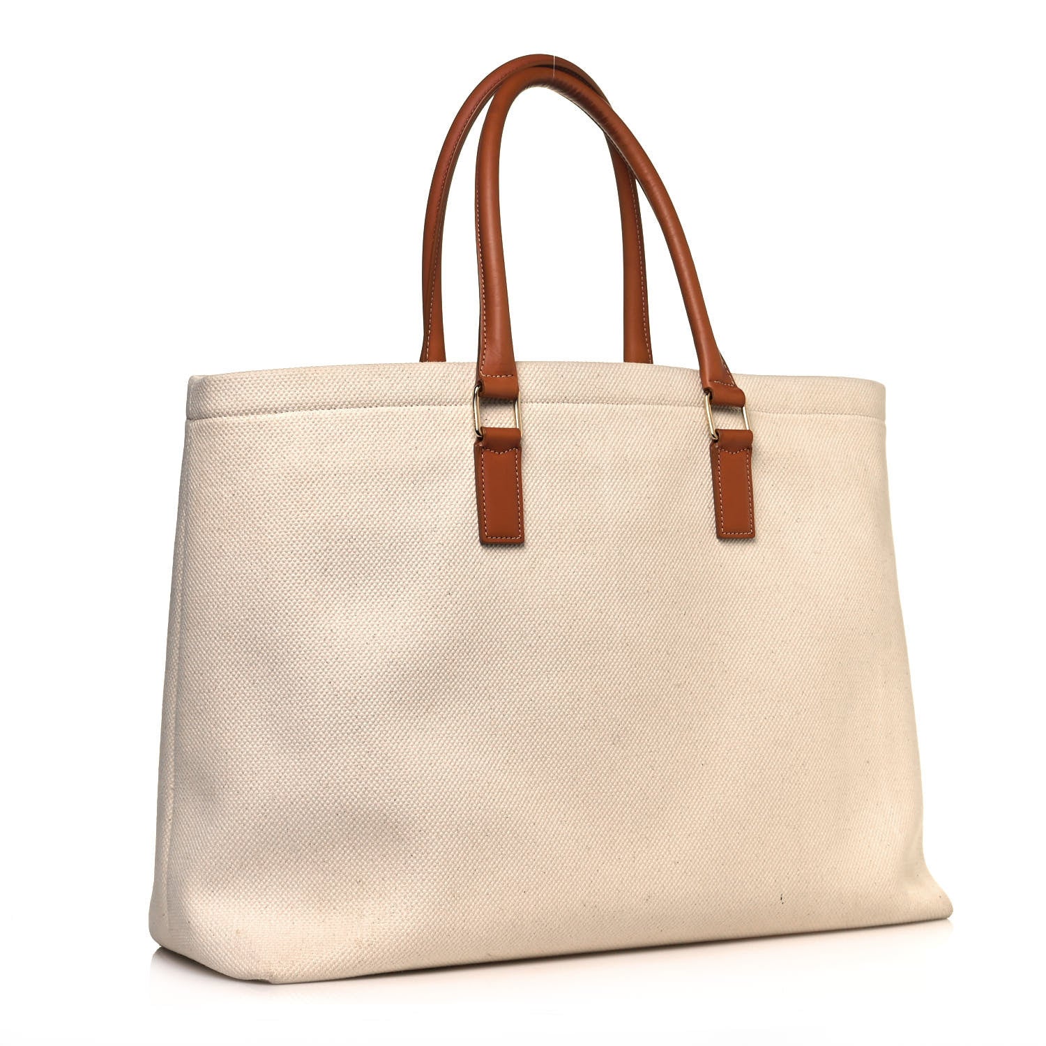 Celine Canvas Calfskin Horizontal Cabas Natural Tan 2 of 11