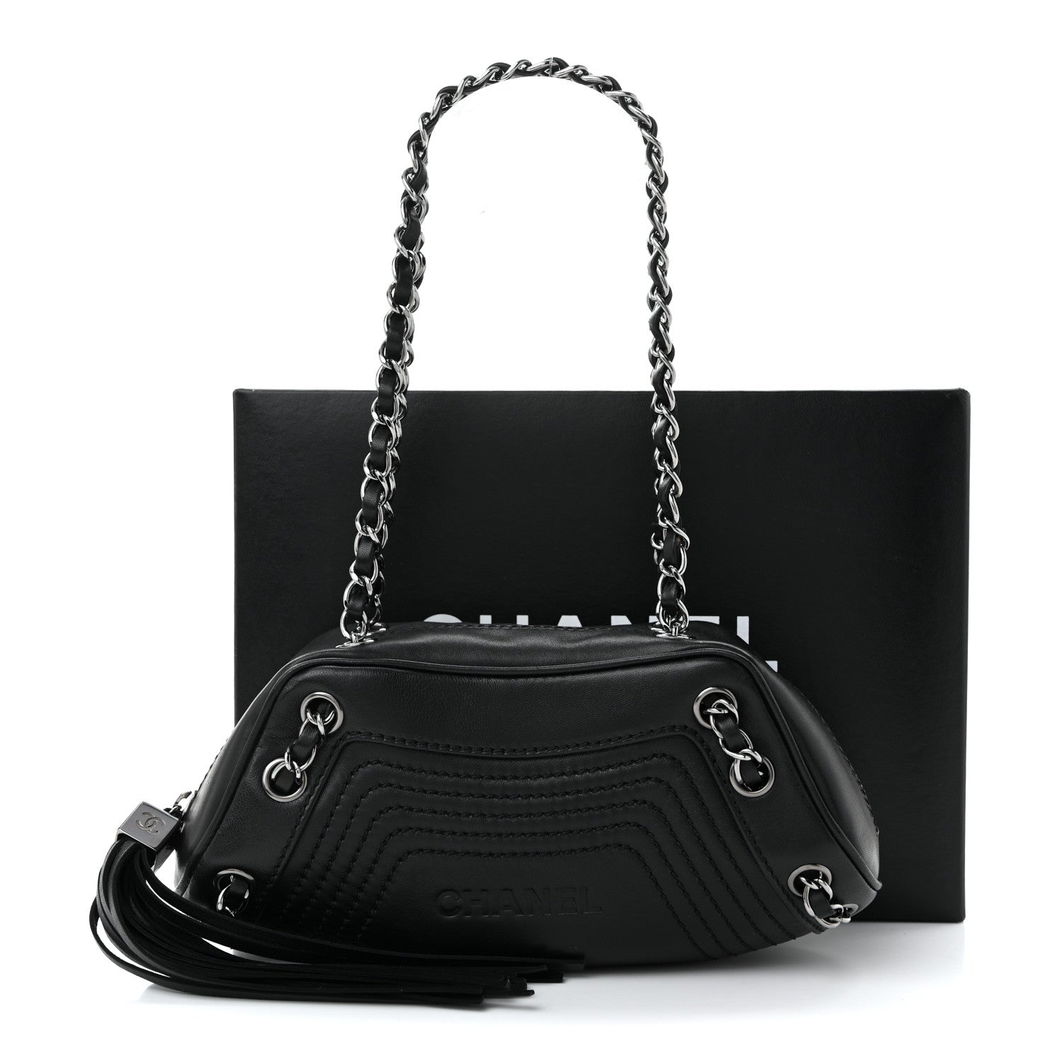 Chanel Lambskin Lax Small Tassel Shoulder Bag Black 11 of 11