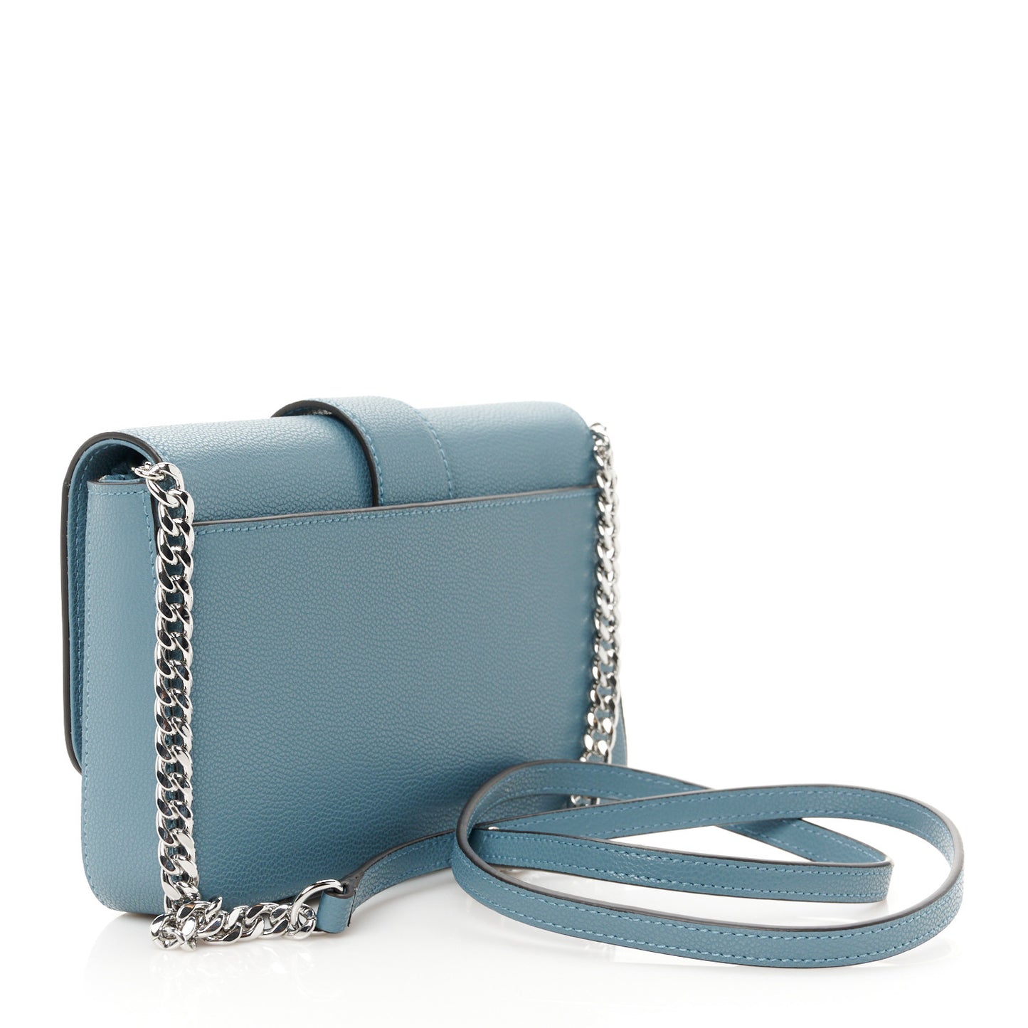 Calfskin Crystal Cheri Wallet on Chain Bag Blue