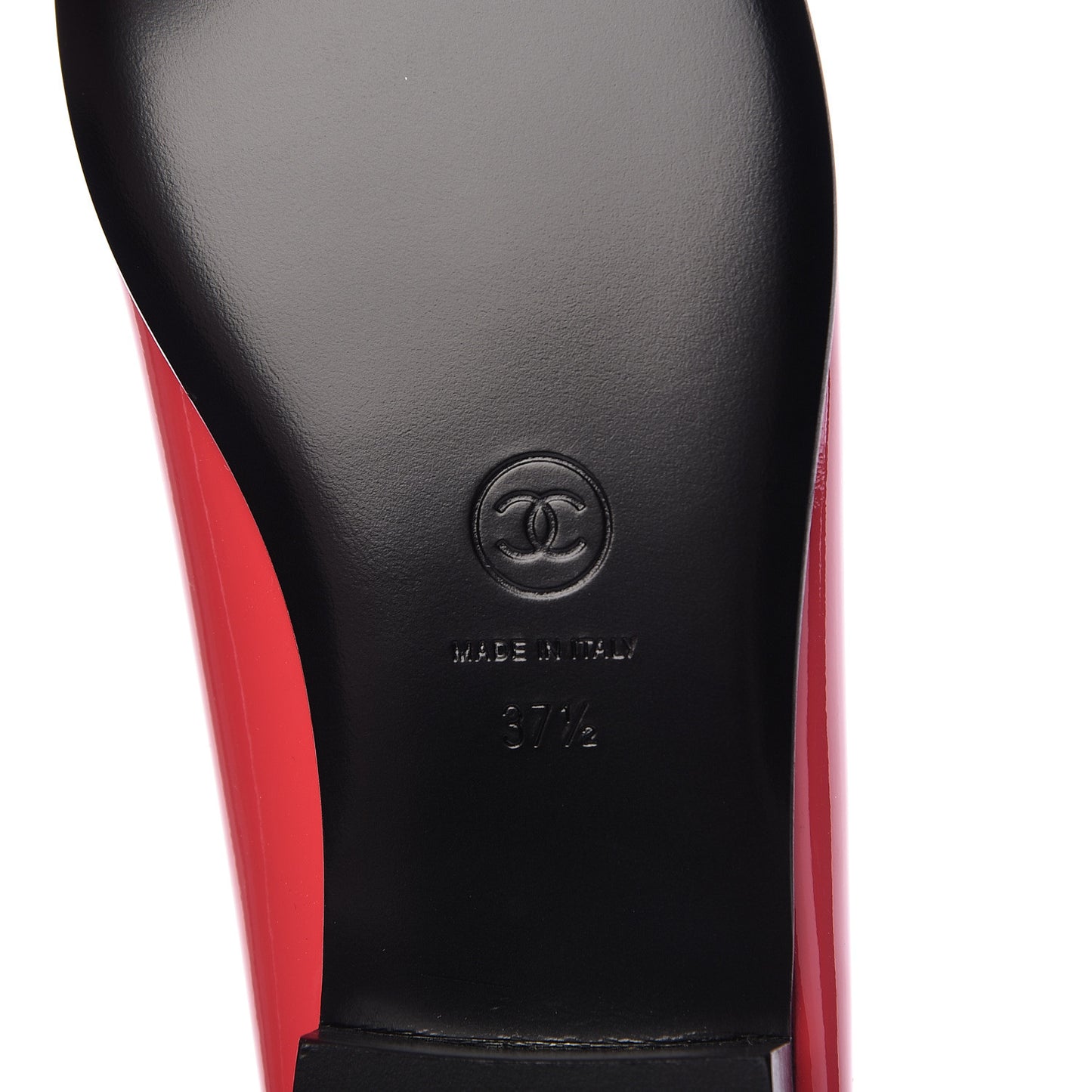 Patent Calfskin CC Cap Toe Ballerina Flats 37.5 Coral