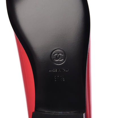 Chanel Patent Calfskin CC Cap Toe Ballerina Flats 37.5 Coral 7 of 11